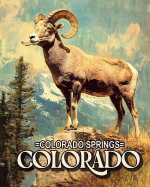 Bighorn Sheep Ram - Colorado Springs Souvenir Art Print
