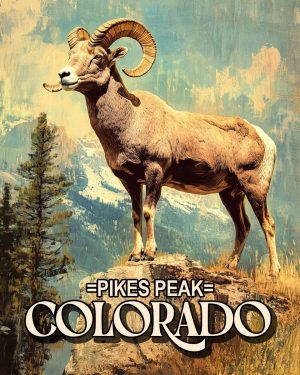 Bighorn Sheep Ram -  Pikes Peak Souvenir Art Print