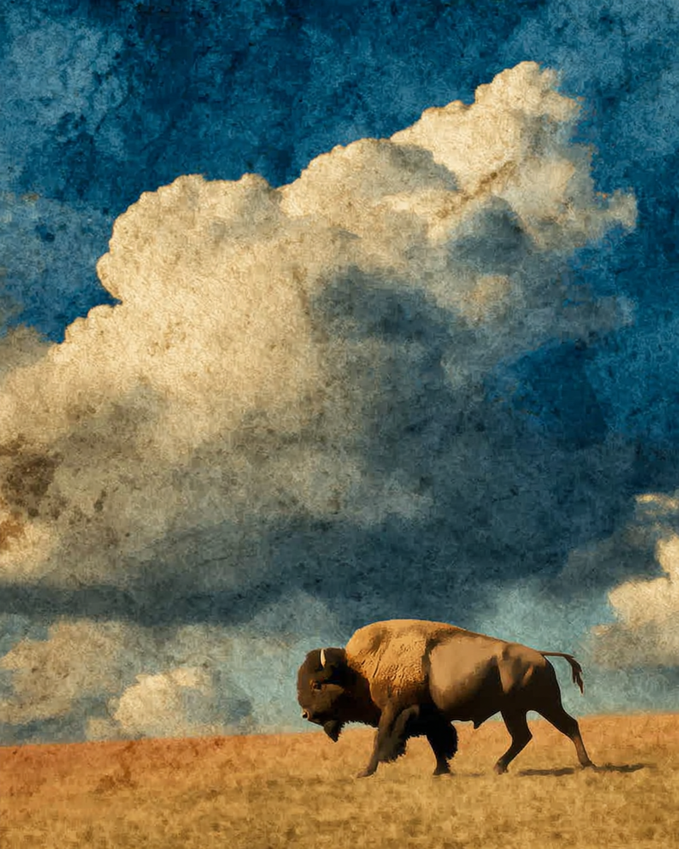 Bison Stormy Afternoon Art Print