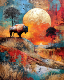 Full Moon Bison Art Print