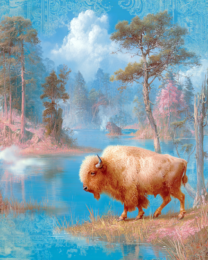 Pastel Bison Art Print