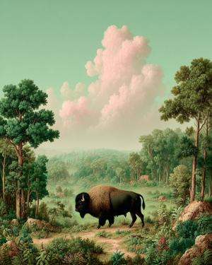Lone Bison Art Print