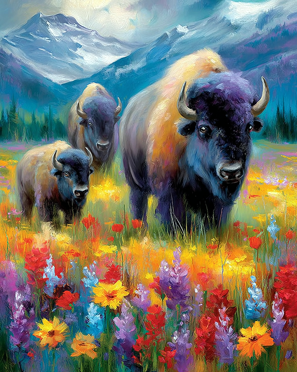Bison Family Art Print