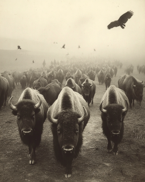 Vintage Photo Style Bison Art Print