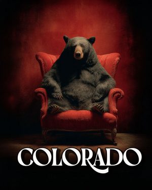 Black Bear in Red Chair - Colorado Souvenir Art Print