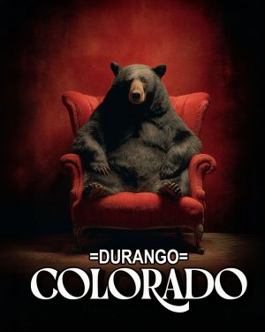 Black Bear in Red Chair -  Durango Souvenir Art Print
