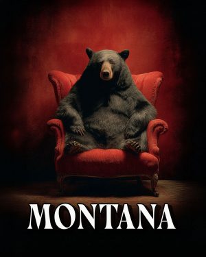 Black Bear in Red Chair -  Montana Souvenir Art Print
