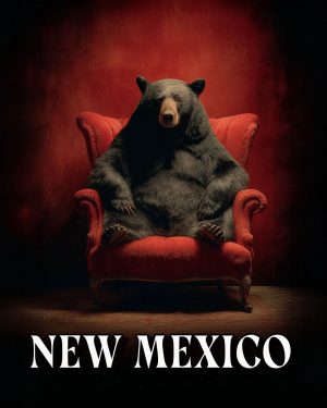 Black Bear in Red Chair -  New Mexico Souvenir Art Print
