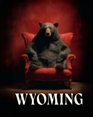 Black Bear in Red Chair -  Wyoming Souvenir Art Print