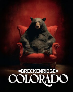 Black Bear in Red Chair - Breckenridge, Colorado Souvenir Art Print