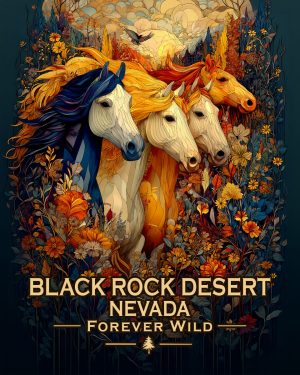 Black Rock Desert Nevada - Forever Wild Horses Souvenir Art Print