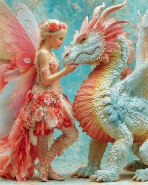 Blossom Windpetal With Her Dragon - Faires Art Print