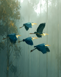 Five Great Blue Heron Flying Art Print