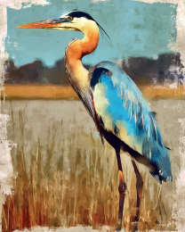 Antique Style Great Blue Heron Art Print
