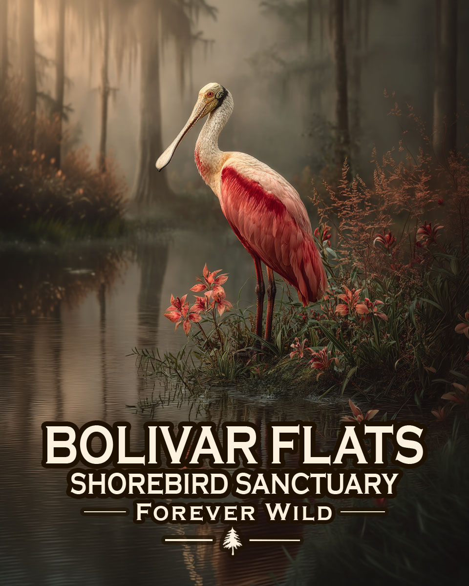 Bolivar Flats Shorebird Sanctuary, Texas - Forever Wild - Souvenir Roseate Spoonbill Art Print