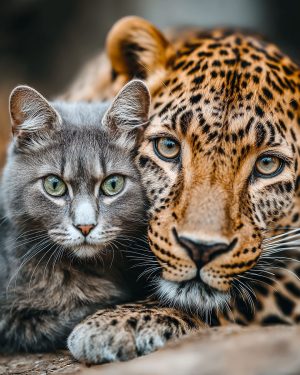 Buddies - Cat and Leopard Art Print