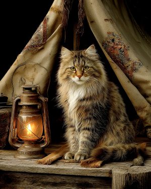 Camper Kat - Maine Coon Cat Art Print