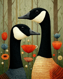 Folk Art Geese - Canada Goose Art Print