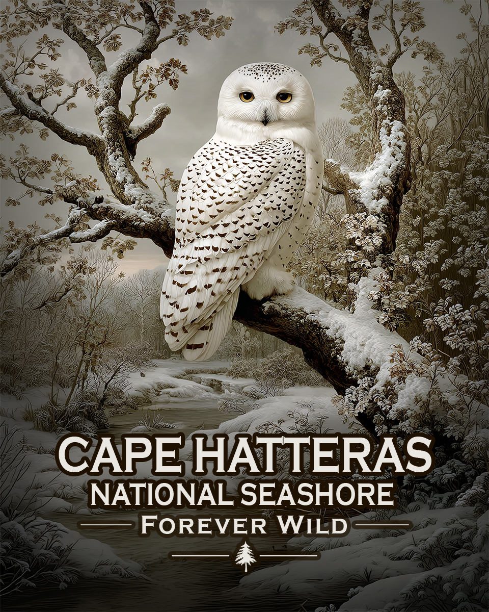 Cape Hatteras National Seashore - Forever Wild - Souvenir Snowy Owl Art Print