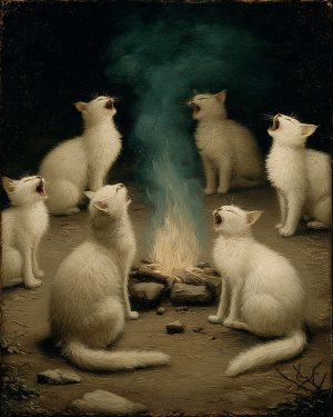 Caterwauling Together Around the Campfire - Cats and Music Art Prints