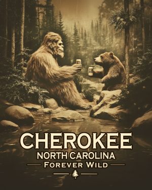 Cherokee, North Carolina  - Forever Wild - Bigfoot Toasts Bear