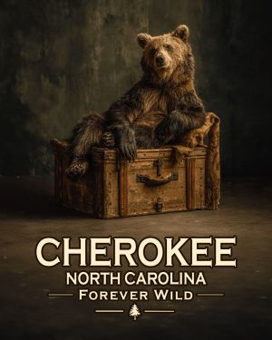 Cherokee, North Carolina  - Forever Wild - Black Bear Bear Posing on Luggage