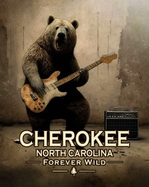 Cherokee, North Carolina  - Forever Wild - Black Bear  Playing Guitar