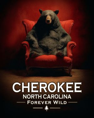 Cherokee, North Carolina  - Forever Wild - Lazy Bear in Chair