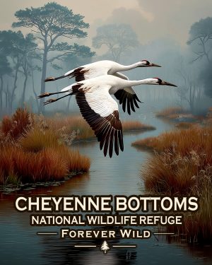 Cheyenne Bottoms Wildlife Area Kansas - Forever Wild - Souvenir Whooping Crane Art Print