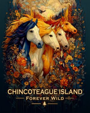 Chincoteague Island Virginia - Forever Wild Horses Souvenir Art Print