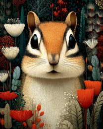 Folk Art Chipmunk Artwork Print