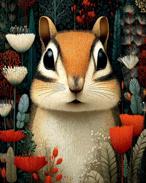 Folk Art Chipmunk Artwork Print