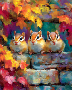 Tres Ardillas Listadas - Chipmunk Art Print