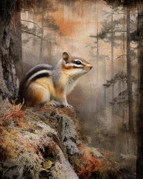 Vintage Style Chipmunk in the Wild Art Print