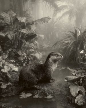 Classic Otter - Black and White Wildlife Art Print