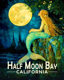 Half Moon Bay California Souvenir Art Print - Contemplating Mermaid