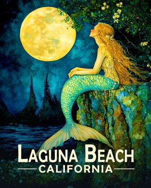 Laguna Beach California Souvenir Art Print - Contemplating Mermaid