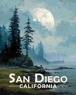 San Diego California Souvenir Art Print - Full Moon Rising
