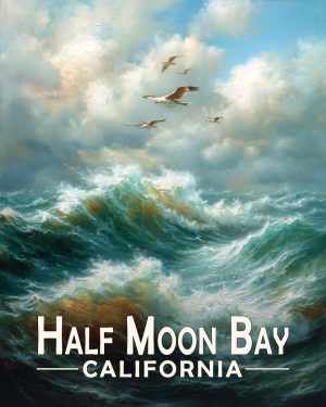 Half Moon Bay California Souvenir Art Print - Storm at Sea