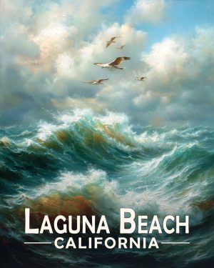 Laguna Beach California Souvenir Art Print - Storm at Sea