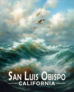 San Luis Obispo California Souvenir Art Print - Storm at Sea