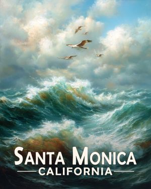 Santa Monica California Souvenir Art Print - Storm at Sea