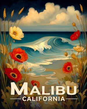 Malibu California Souvenir Art Print - Summer Morning on the Coast
