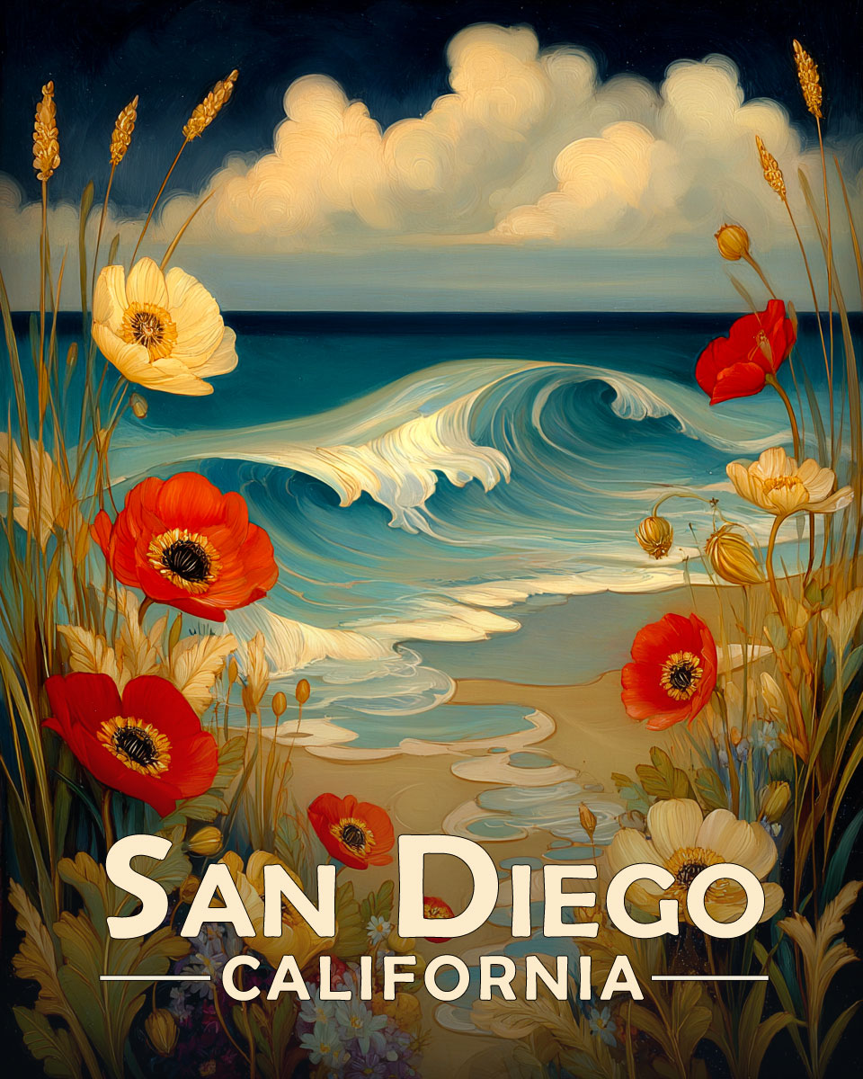 San Diego California Souvenir Art Print - Summer Morning on the Coast