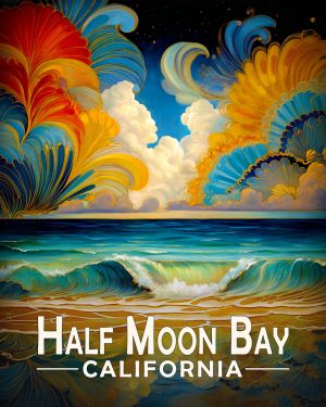 Half Moon Bay California Souvenir Art Print - A Fine Evening on the Coast