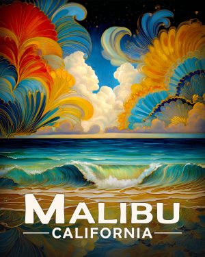 Malibu California Souvenir Art Print - A Fine Evening on the Coast