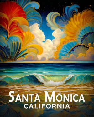 Santa Monica California Souvenir Art Print - A Fine Evening on the Coast