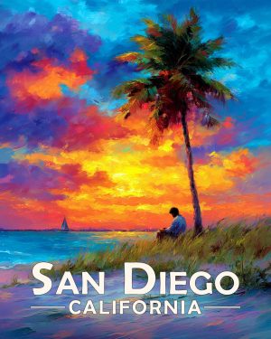 San Diego California Souvenir Art Print - Sunset Read on the Beach