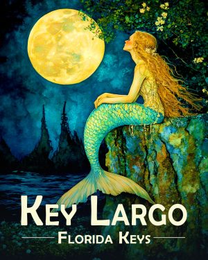 Fort Lauderdale Florida Souvenir Art Print - Contemplating Mermaid