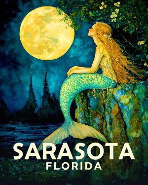 Pensacola Beach Florida Souvenir Art Print - Contemplating Mermaid